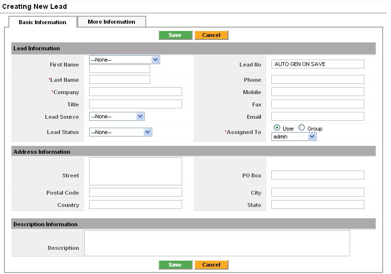 New Lead - Basic Information