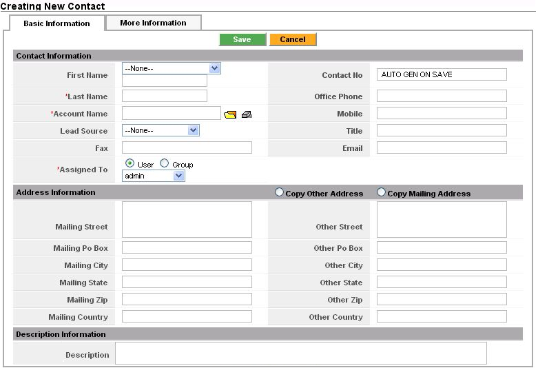 New Contact - Basic Information