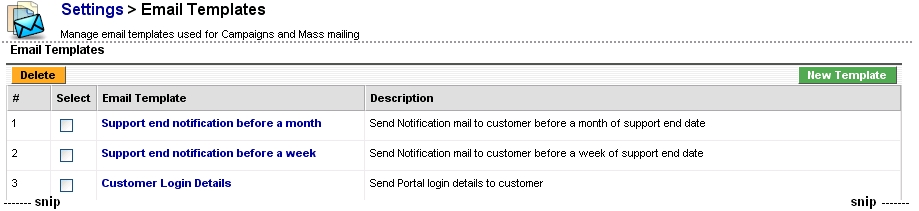 Email Templates - List View