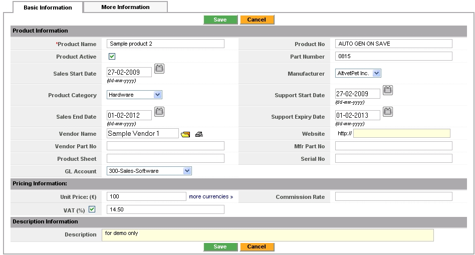 New Product - CreateView Master Data