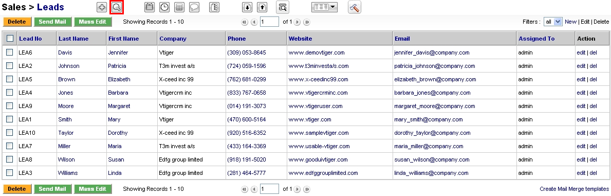 Leads - List View