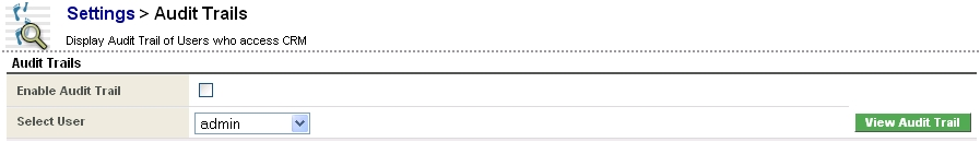 Audit Trail - Configuration Menu