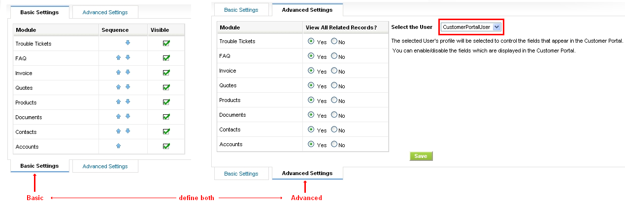 Customer Portal Settings