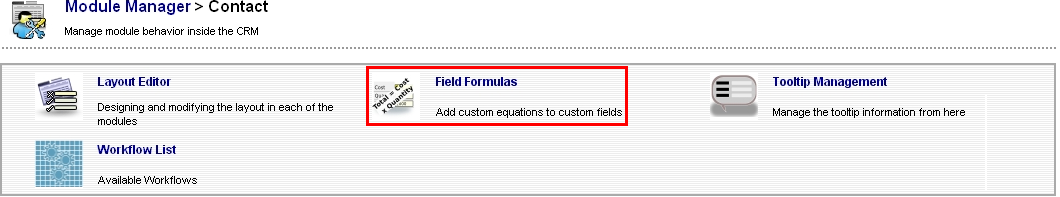 Field Formulas in Modul Manager