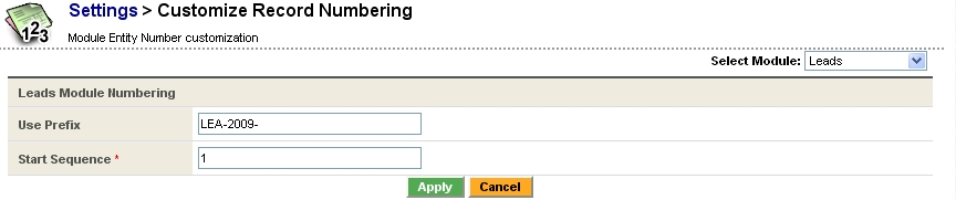 Customize Record Numbers