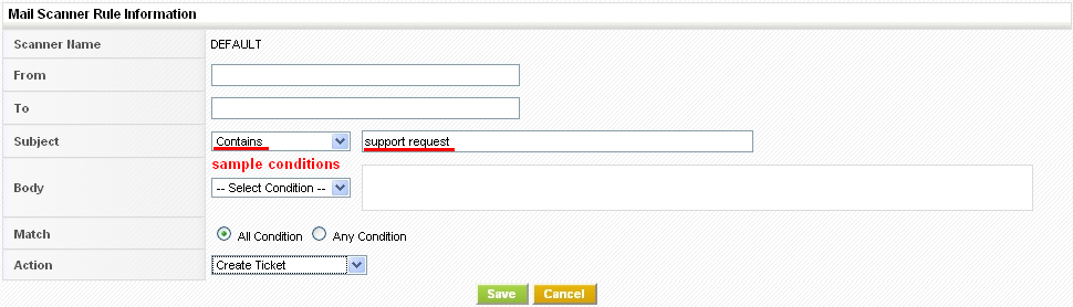 Mail Scanner Rule Sample