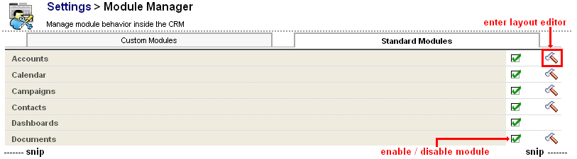 Module Manager - Standard Modules