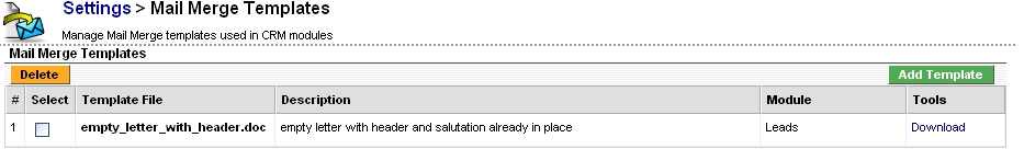 Mail Merge Template - List View