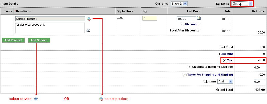 Product Details with Group Tax Mode