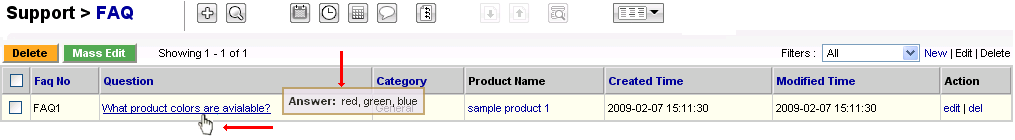 Tool Tip - Sample View