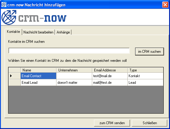 Kontaktauswahl f&uuml;r E-Mails