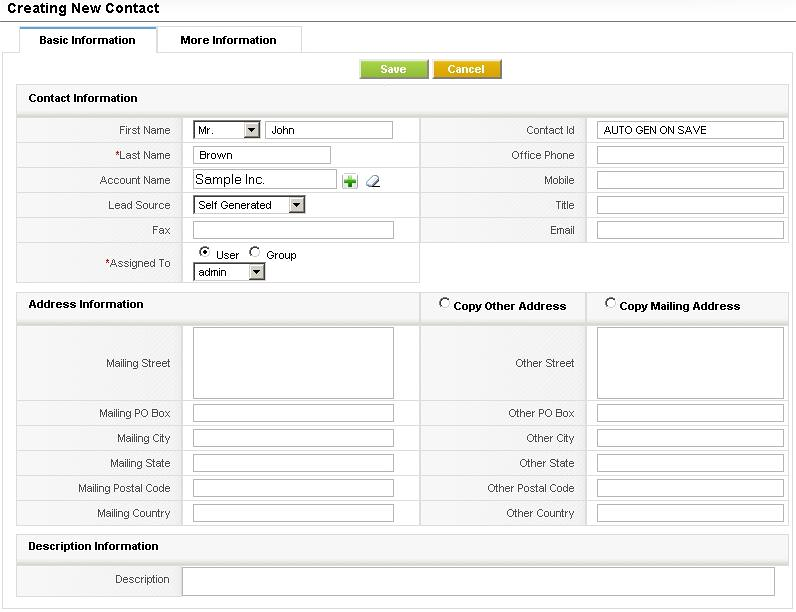 New Contact - Basic Information