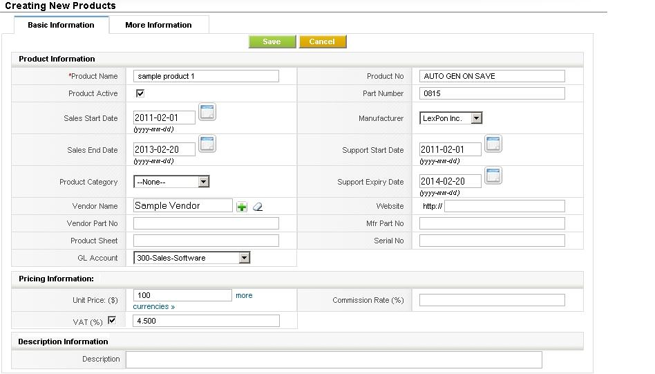New Product - Create View Master Data