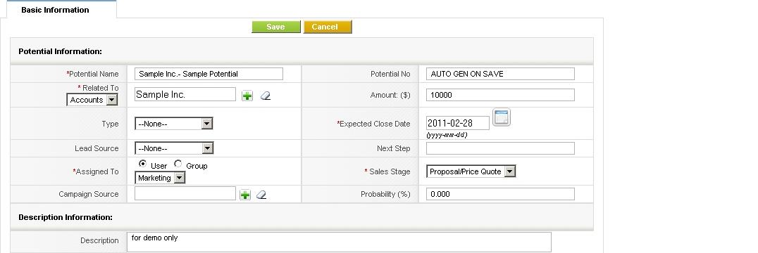 Potential - Create View