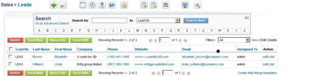 Leads - List View