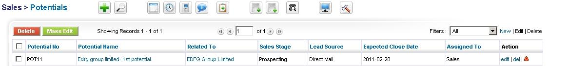 Potentials List View