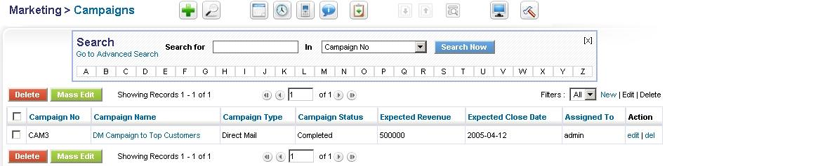 Campaigns - List View