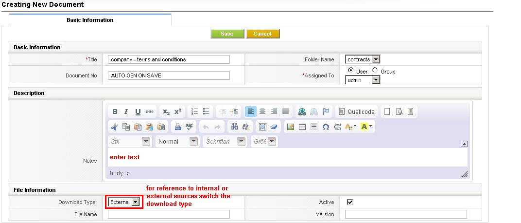 Documents - Create View